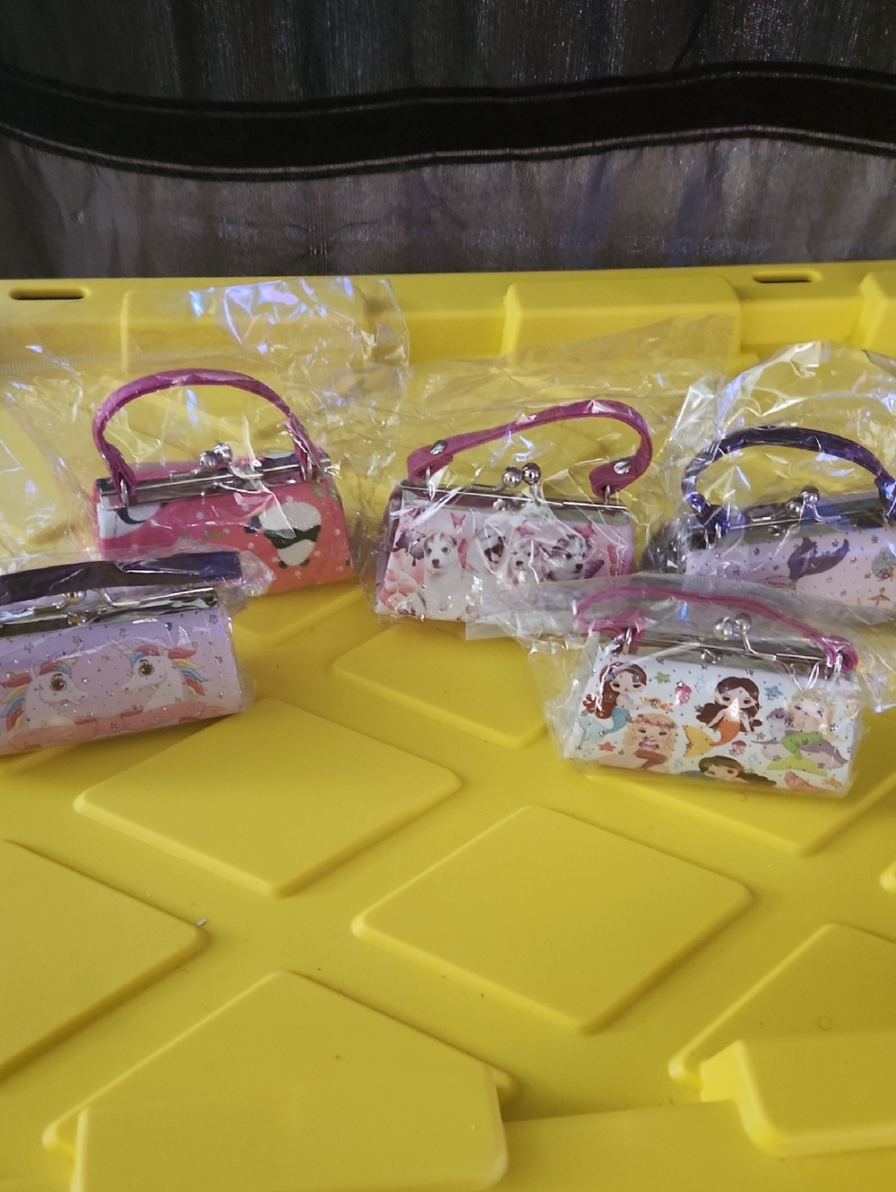 5 Piece Mini Girls' Printed Faux-Leather Purse - Pink, Purple, White